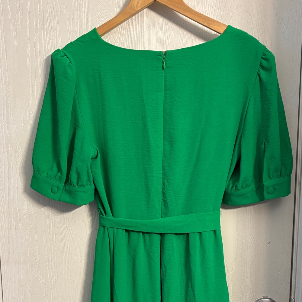 DKNY Vibrant Green Midi Dress with Tie - Picture 6 of 9